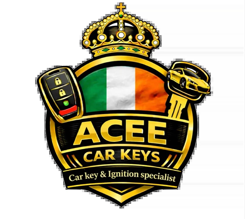 ACEE Car Keys logo — Irish flag, crown, key fob and vehicle